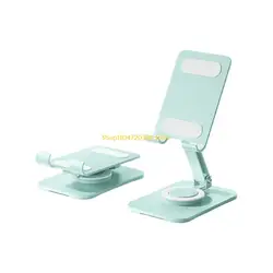 Adjustable Height Foldable Phone and Tablet Stand with 360° Rotating Base and Anti - Slip Silicone (Green)