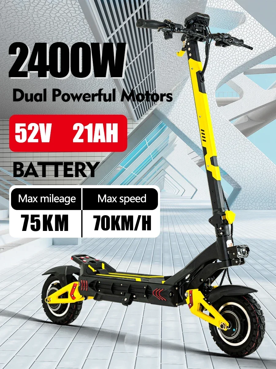 G3 PRO 2400w Dual Motor Adult Electric Scooter 52v 23.3ah Max Speed 65 70km/h 11 inch Off-road Tyres Foldable ecooter
