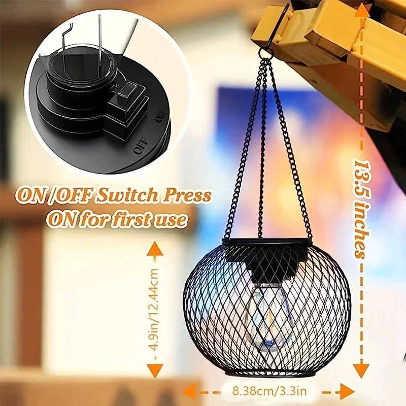 2PCS Outdoor Solar Lanterns Light Hanging Solar Lights Decorative LED Lighting Metal Waterproof Tree Light For Garden Yard Patio