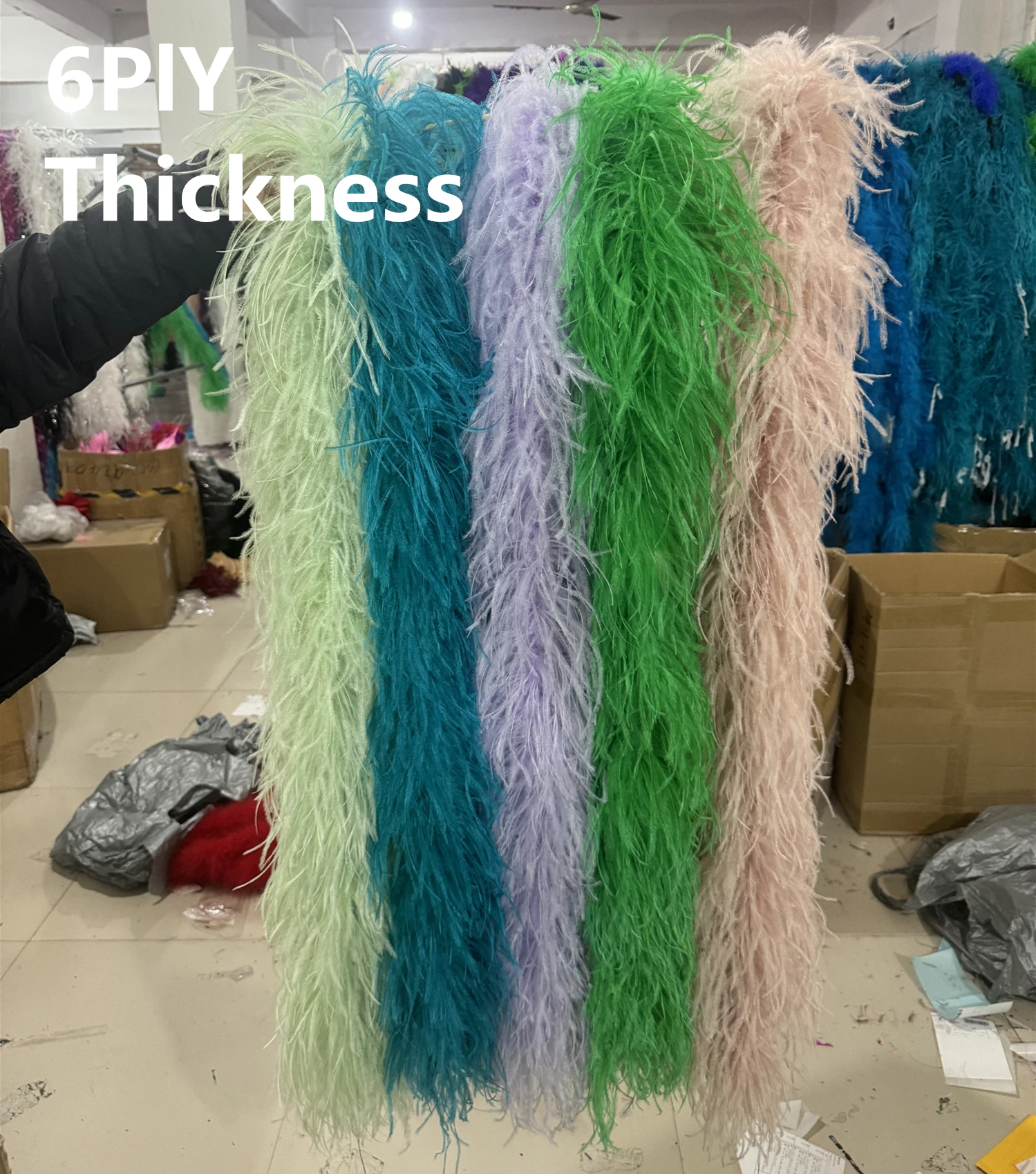 코스튬 원피스 봉제 장 천연 타조 깃털 보아 숄, 6Ply, 10Ply, 20Ply, 2 m