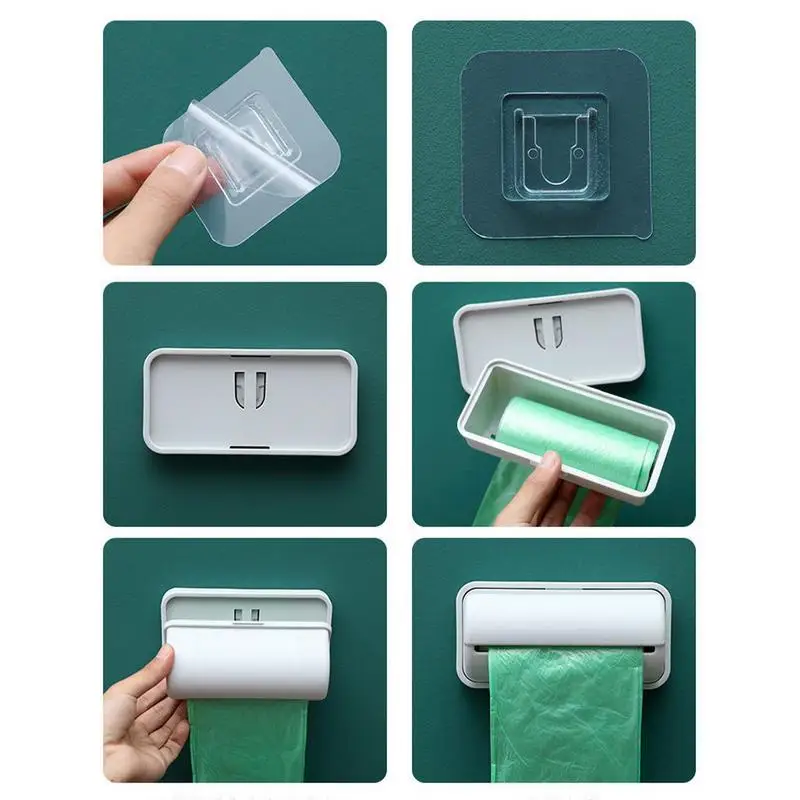 Wall Mounted Trash Bag Roll Holder Organizer