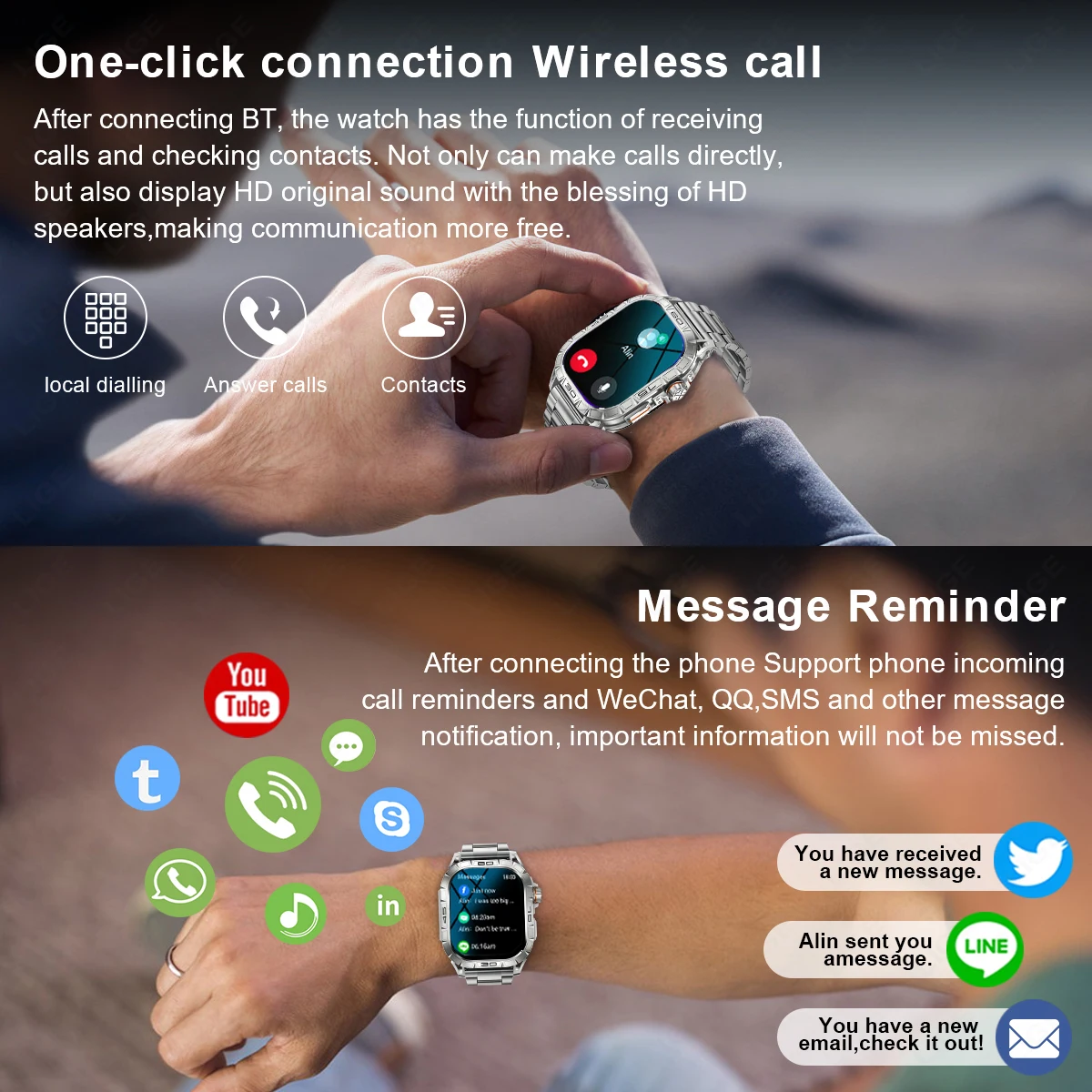 LIGE Ʈ ð AMOLED ÷ 100+   ħ   ȭ ɹڼ   Smartwatch
