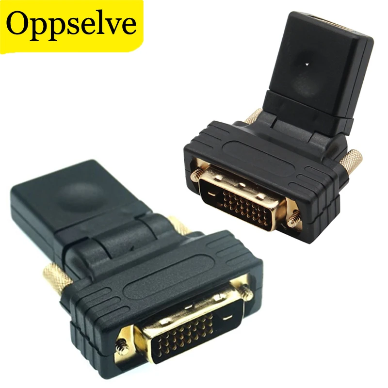 

HD 1080P DVI to HDMI-Compatible Aappter Male To Female Converter for HDTV LCD DVI-D PC 90 180 Degree Rotation Connector Splitter