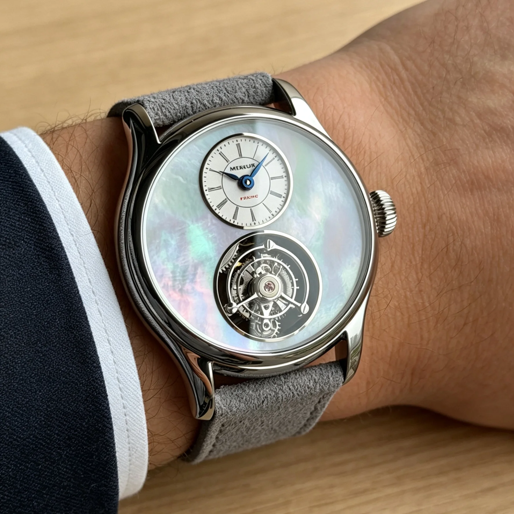 Merkur Tourbillon Watch High Frequency 28800 Sapphire Mechanical Business Men