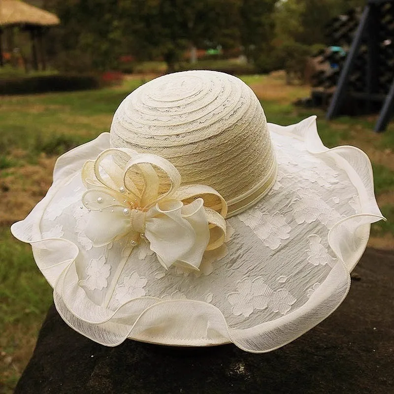 Ladies Fascinators Millinery Hat Church Wide Brim Bucket Hats