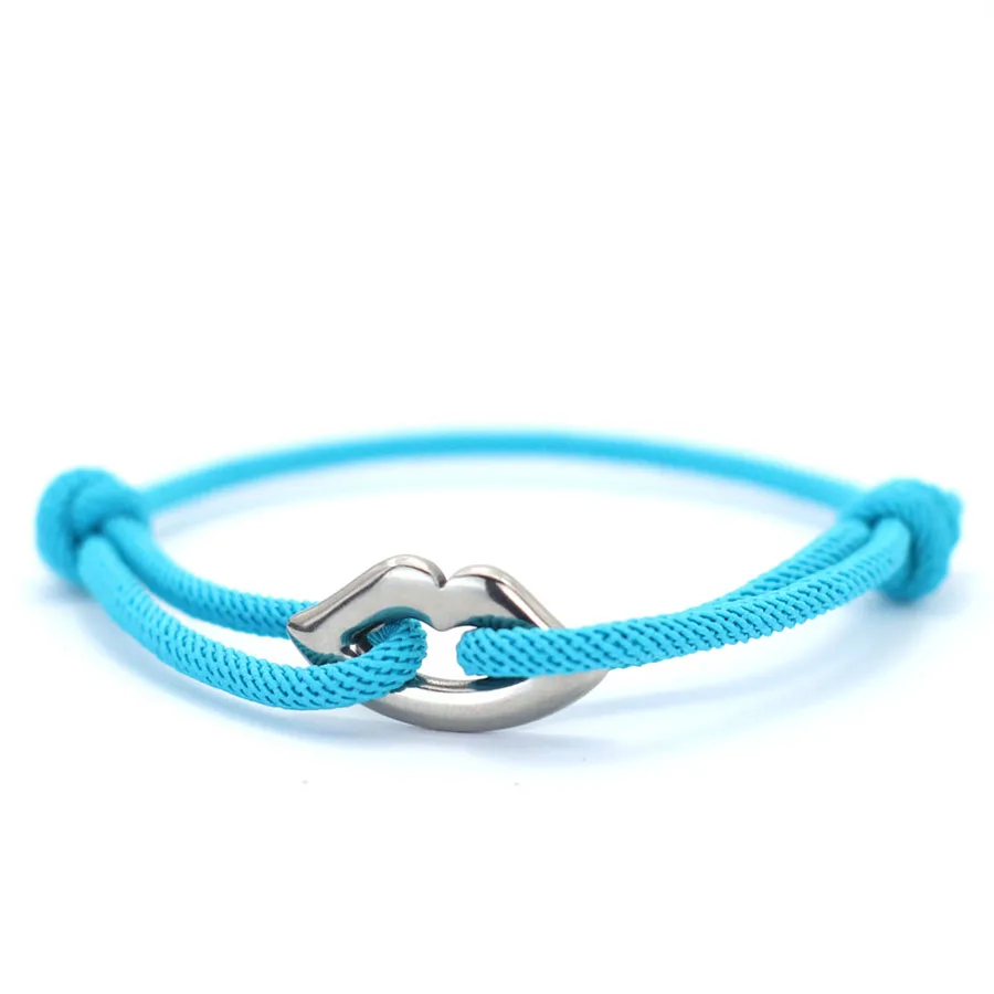 Handmade Red Rope Unisex Adjustable Bracelet with Lip Shape Charm