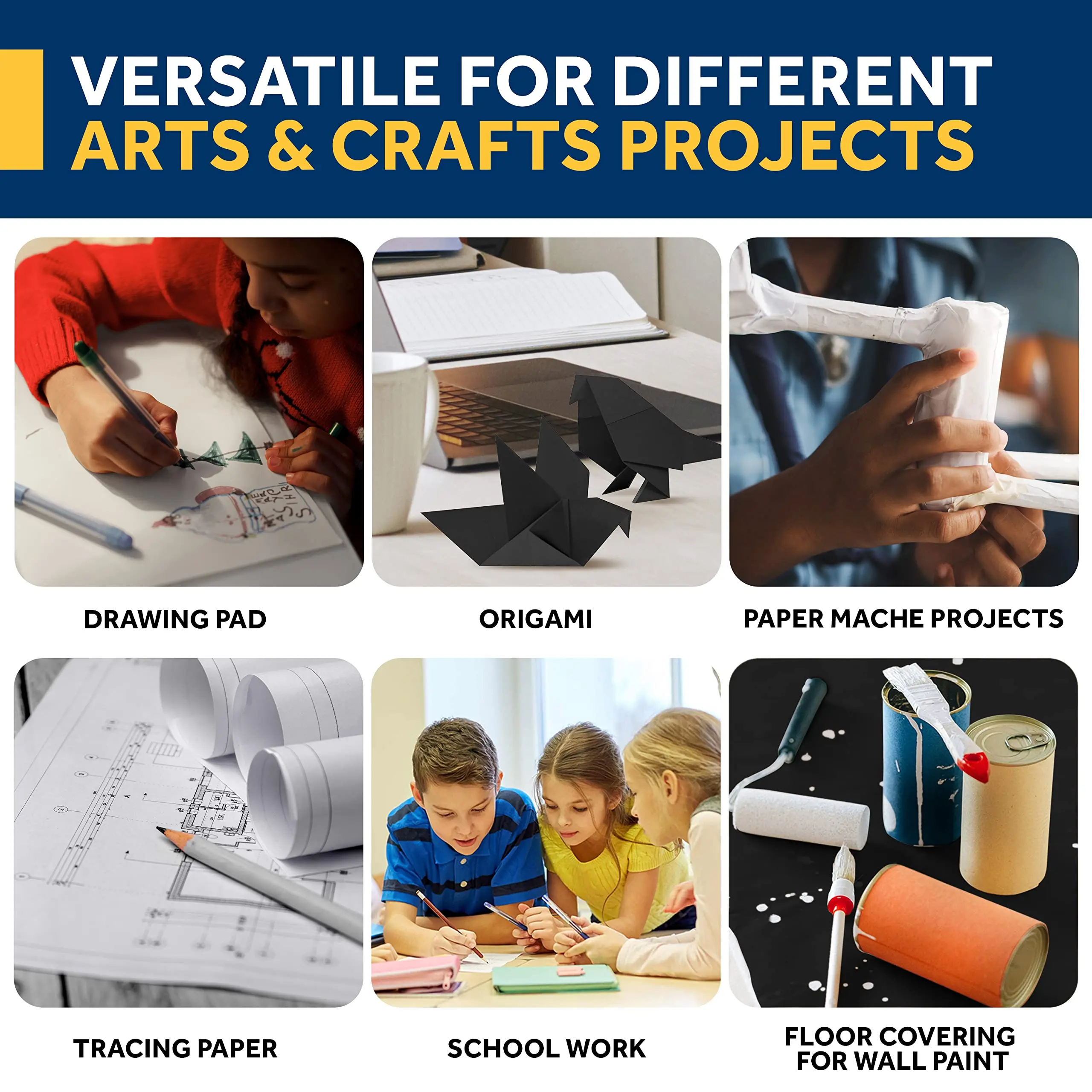 Black Paper Roll Construction Poster Board Wrapping Art Paper Roll Bulletin Board Gift Packing Eco-friend Papers