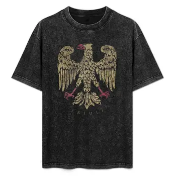 Emblema Friuli - T-shirt vintage color oro, basic, tinta unita, a maniche corte, in cotone