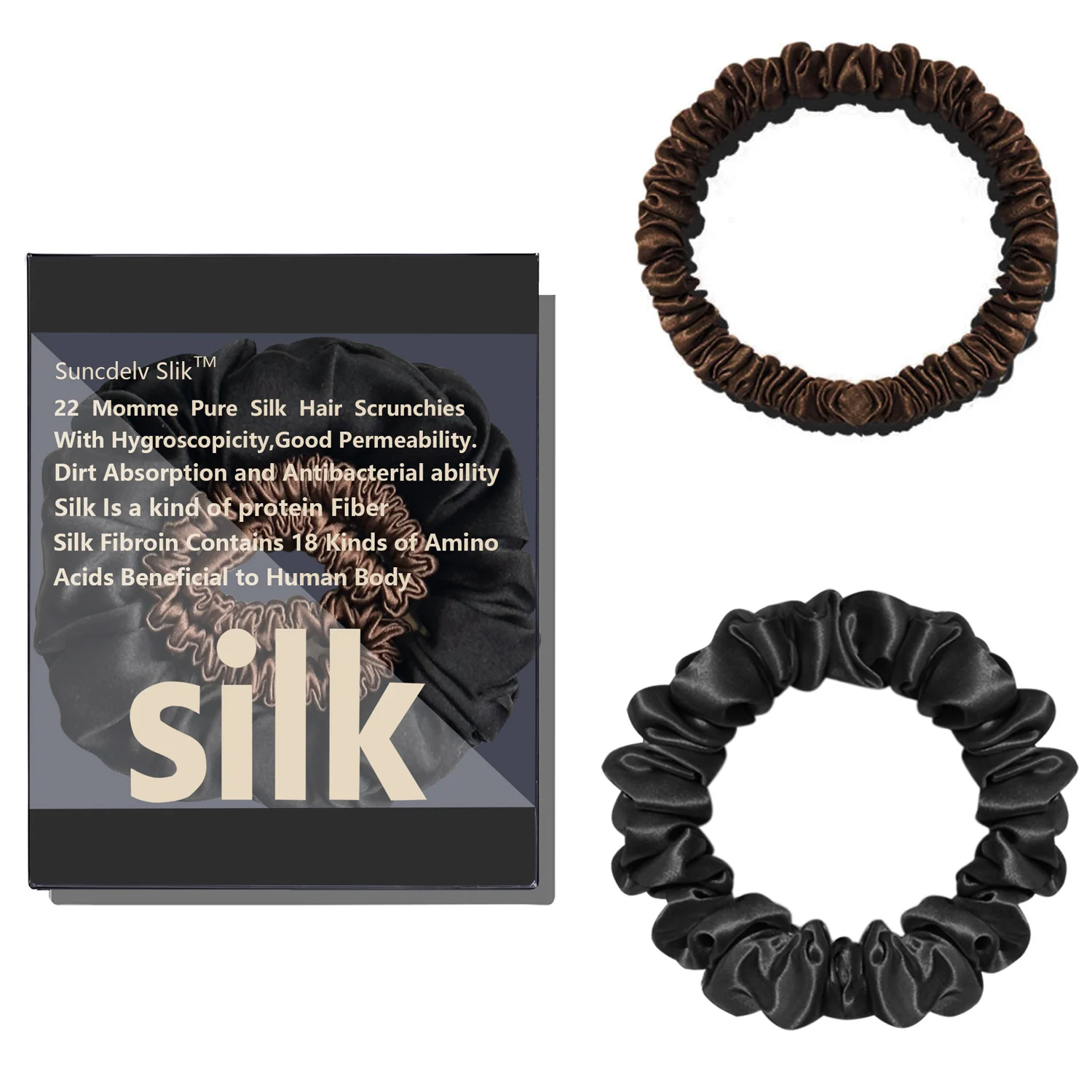 2PCS 100% Reine Maulbeerseide Haar Scrunchie Handgemachte Haarbänder Frauen Mädchen Haar Zubehör Natürliche einfarbig HairTies – Detail 20