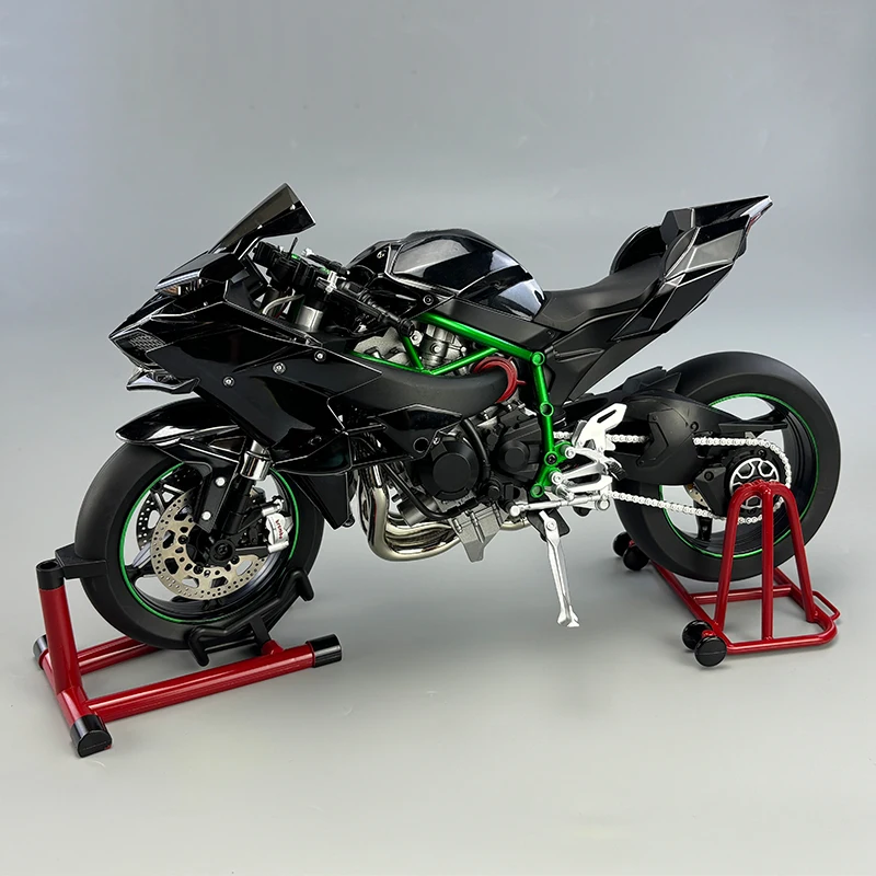 Large 1:6 Kawasaki H2R Spray Alloy Diecast Motorcycle Toy Bootable Dynamic Metal Model Sound Light Birthday Gift Hobby Collect O 4