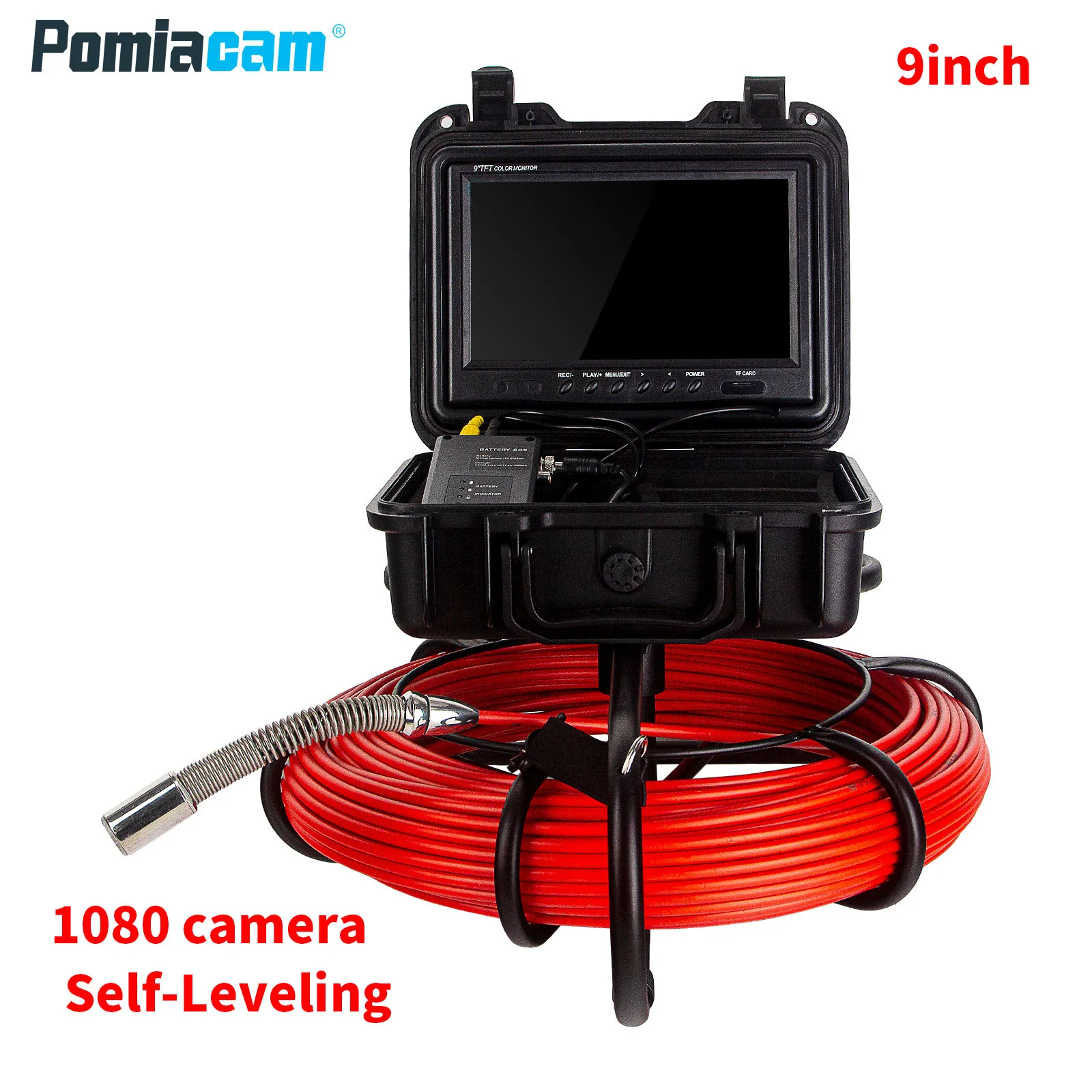 WP9600FW 1080P HD Sewer Pipe Inspection Self-balancing  endoscope camera 7mm red cable 50M 4500mAh battery for Pipeline repair