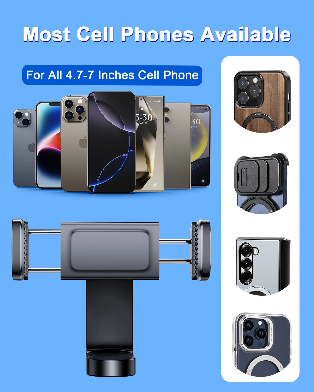 Eary Car Phone Holder Action Camera Stand Suction Cup Multifunctional Car Accessories With 360° Rotatable For Video Recording