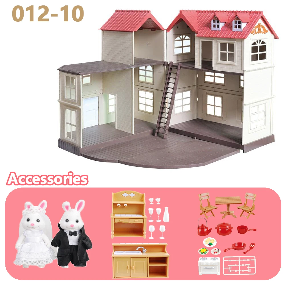 Classic House Miniature Items Forest Family Rabbit 1/12 Dollhouse Miniatures Te Game for Girls Kitchen Accessories Pretend Play 2