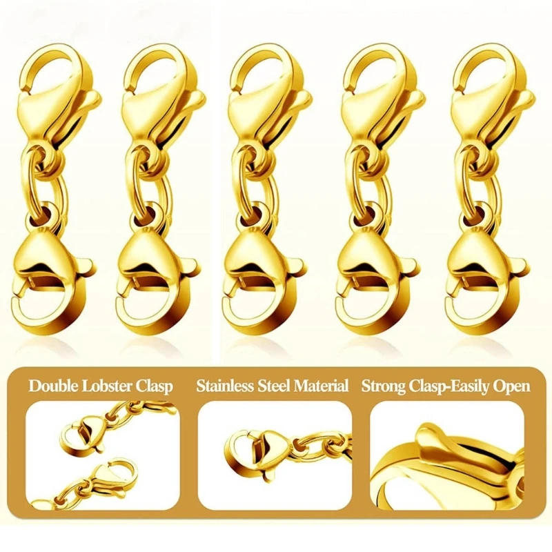 

8 Pcs Double Lobster Clasp Double End Necklace Clasps and Closures Extender Dropship