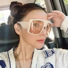 

Leopard Print Oversized Rectangular Glasses Frame Sun Shade Square Fashion Retro Steam Punk Pink New 2022 Women Sunglasses