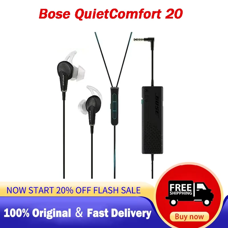 QC20 Noise Cancelling Earbuds for Bose-Hybrid ANC 20H Playtime, Hi-Res Audio & IPX4 Sweatproof for iOS/Android