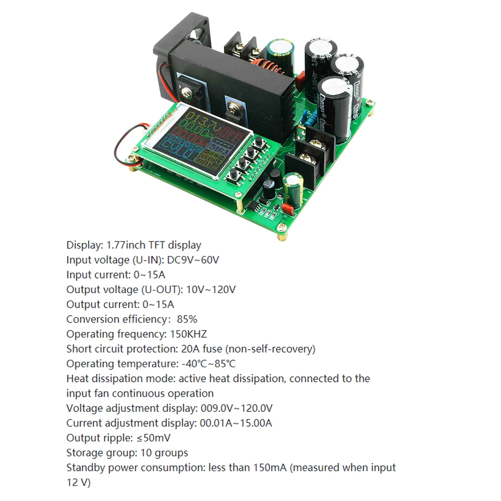 900W 부스트 컨버터 정전류 정전압 모듈 최대 15A 전류 고정밀 전압 변압기 레귤레이터-Freehip.co.kr