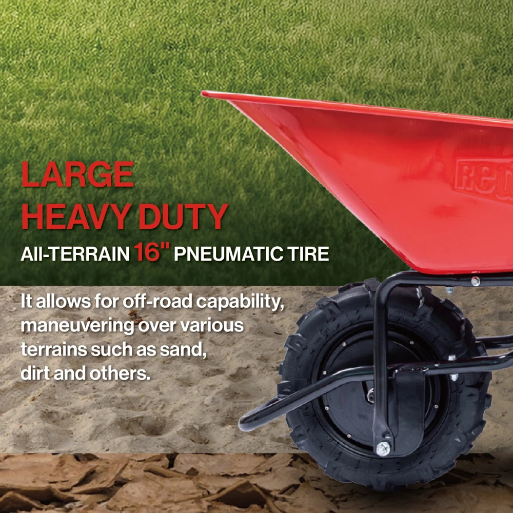 wheelbarrow electric Professional specs-this wheelbarrow uses an electric 24v 500w Brushless motor system, powered by (2)12v