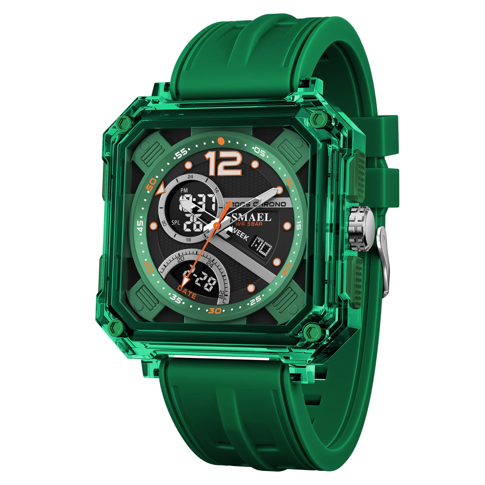 Men's Military Sports Watch - 50M Waterproof Digital Wristwatch with LED Light, Stopwatch, and Alarm