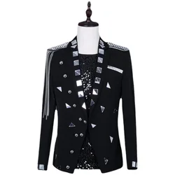 New Singer Stage Performance Suit Jacket Fashion Men Dance Party Casual Slim Fit Blazer Coats