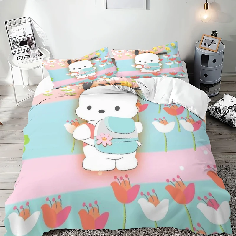 

Pochacco Duvet Cover for Kids and Teens Bedroom Decoration Gift Full Size Microfiber Material Multi-piece Set