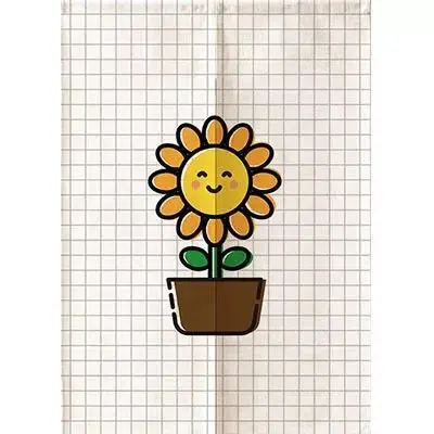 Sunflower Bedroom Shower Partition Door Curtain Office Geomantic Curtain Half Panel Curtain Doorway Hanging Curtain 4