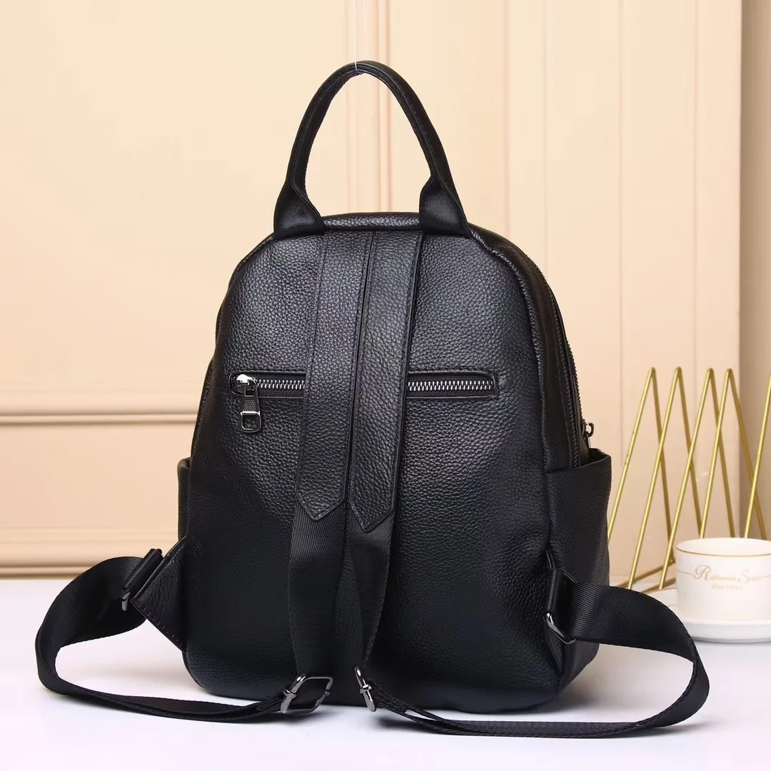 New Fashion Genuine Leather Women Backpack Luxury Brand Female Real Natural Leather Ladies Girl Student Casual Backpacks 2
