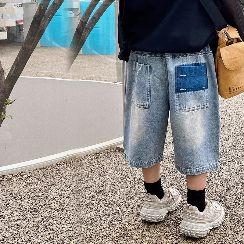 

Baoduo Children's Denim Shorts 2023 Summer New Boys' Ripped Versatile Fashion Denim Shorts