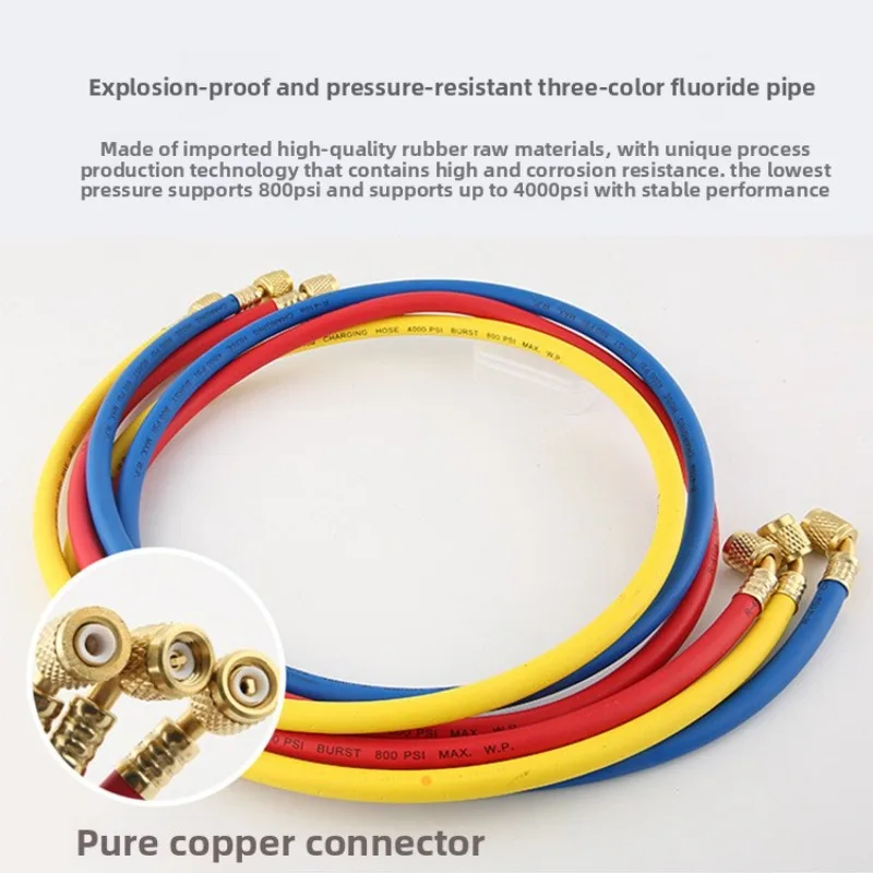For R410a R134a R22 Liquid Filled Hose 150cm HVAC 1/4Inch SAE 600 PSI ...