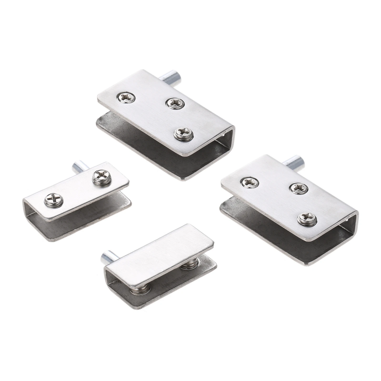 Glass Fasteners Shower Room Door Hardware 2pcs Stainless Steel glass hinges for 5-8mm/8-10mm Bathroom Glass Door Glass Pivot Clamps Cupboard Display Cabinets Clamps