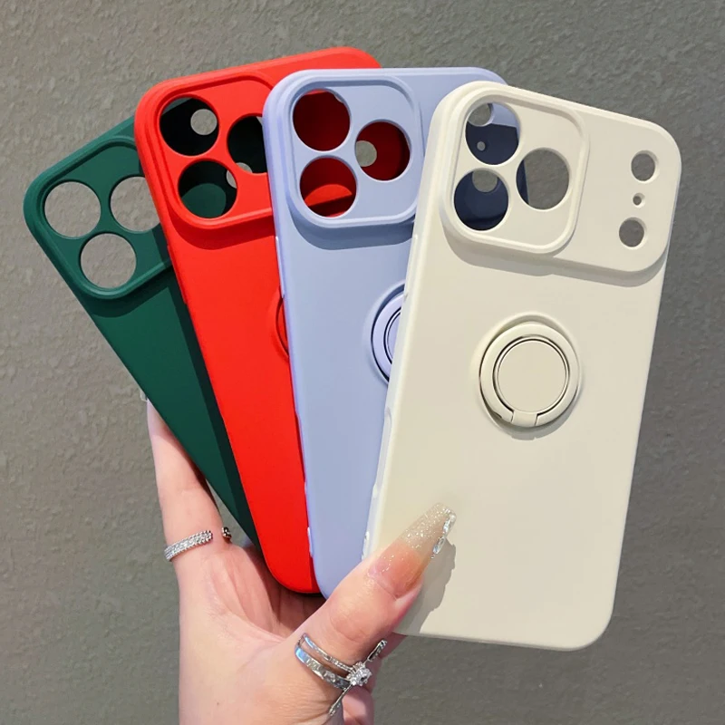 Enhanced Liquid Silicone Magnetic Ring Stand Case - Candy Color Cover