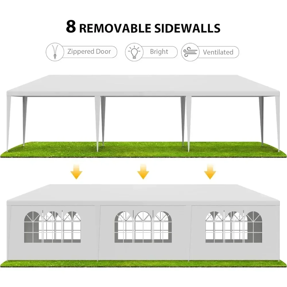 Outdoor Canopy Tent Patio Camping Gazebo Shelter 10'x30' Cater Party Wedding BBQ Removable Sidewalls Events Tent