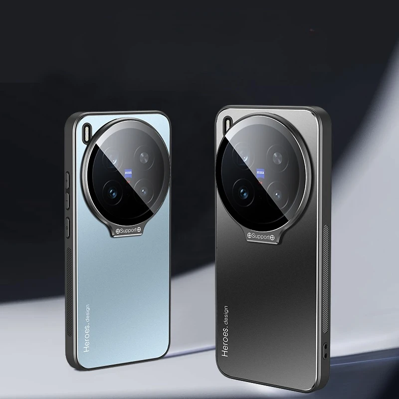 Premium Metal Lens Camera Holder Cover - Shockproof Matte Kickstand Protective Case Shell