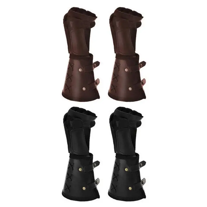 

Artificial Leather Steampunk Bracer Long Glove Viking Wrist Guard Cuff Medieval Armor Gauntlet Costume Cosplay For Men Women