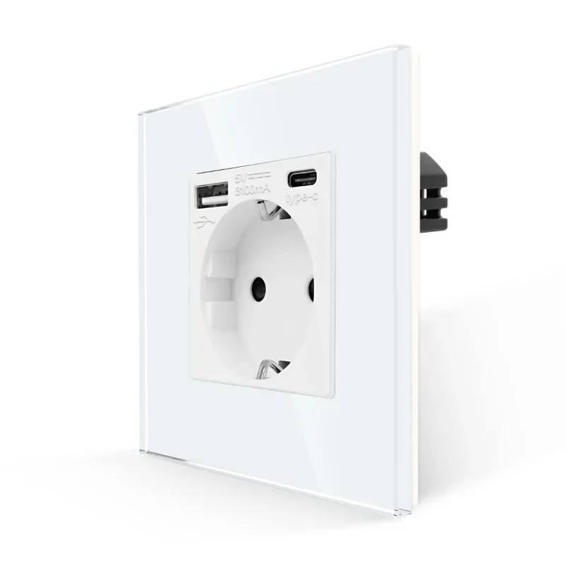 eu standard power single socket crystal usb 01