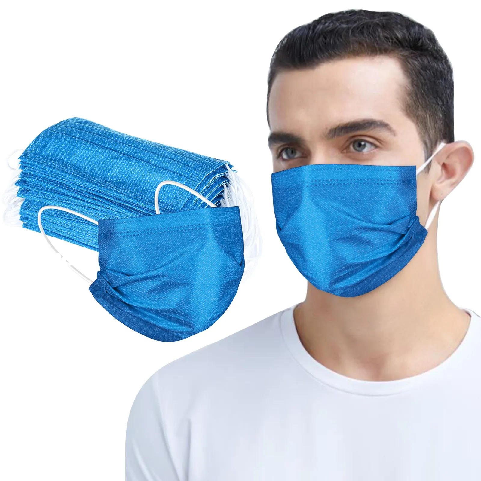 50PCS Purifying Face Mask Cover 3 Layer Mouth Filter Outdoor Dust-Proof Face Protective Mask Disposable