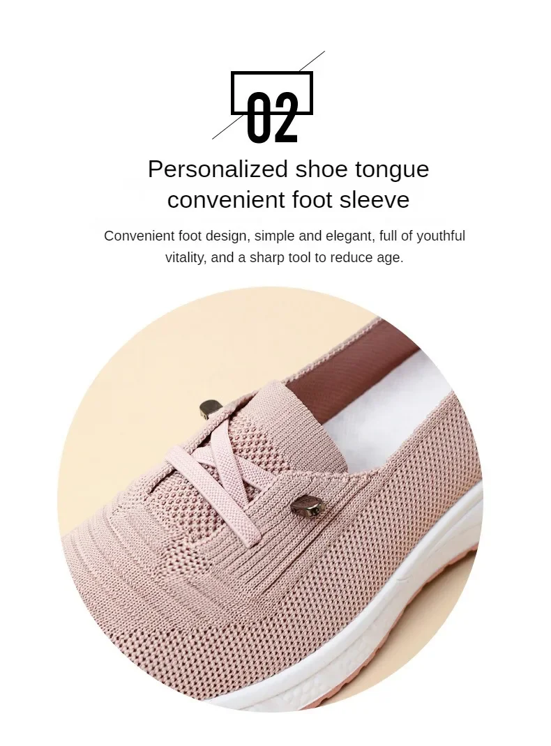Womens Breathable Casual Walking Shoes - Fitness Flats in Pink Size 36-43