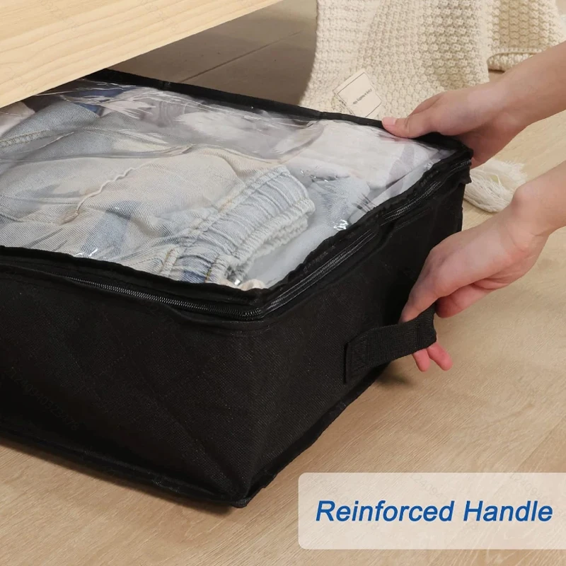 Under Bed Storage Containers,Underbed Storage 4.5 Inches Low Profile with Sturdy Sidewalls/Bottom for Clothes, Blanket, Pillows 2