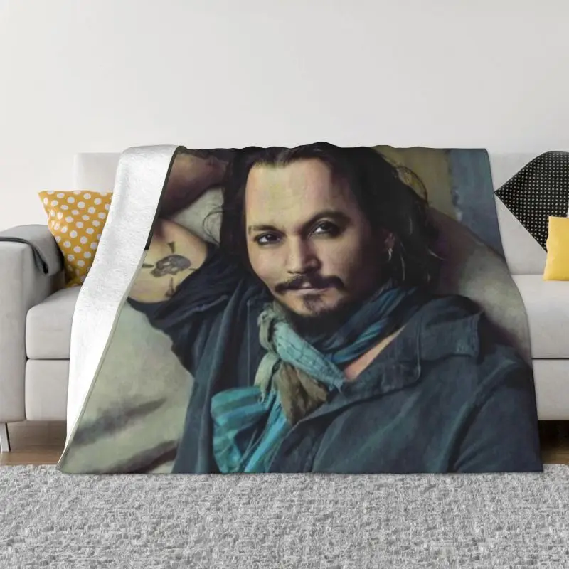 

Johnny Depp Character Blanket 3D Print Soft Flannel Fleece Warm American Actor Throw Blankets for Car Bedding Sofa Quilt