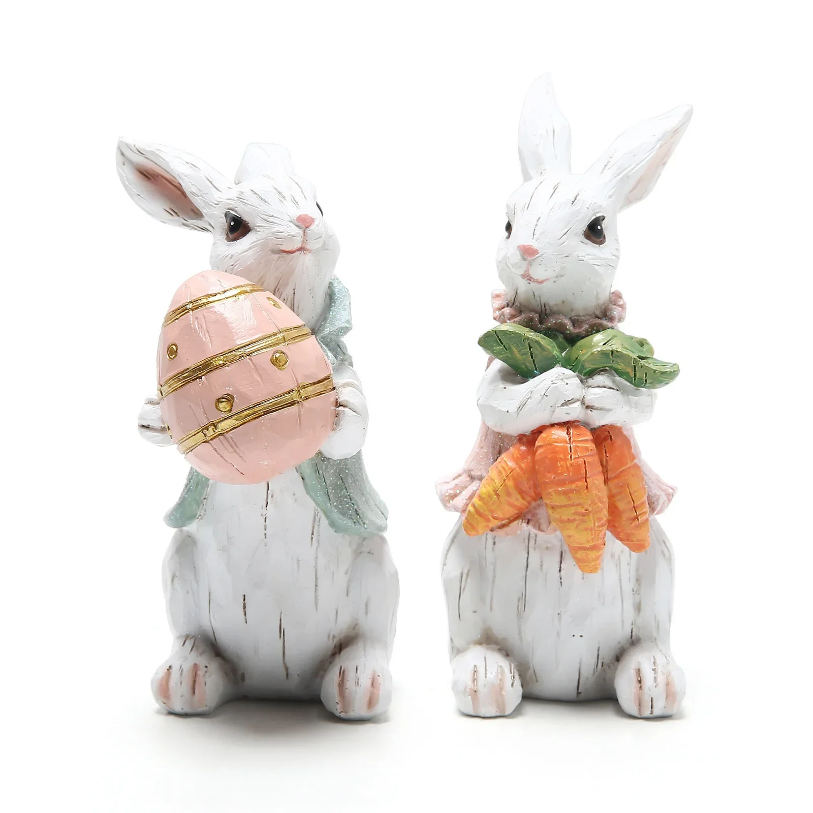 

[Funny] Easter Bunny lovely Rabbit hug carrot Resin Statue model Action Figure toys Home decorations Ornaments kids best gift