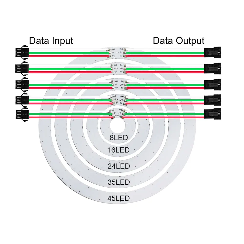 WS2812B DC5V LED Pixel Ring 8/16/24/35/45Leds Individually Addressable Built-in RGBIC Full Color Circle Round Modules Light led modules led module