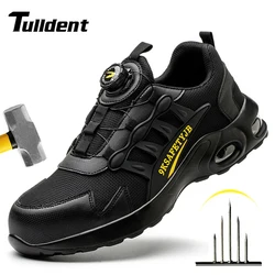 Rotary Buckle Work Boots Safety Steel Toe Shoes Men Breathable Safety Shoes Brand Indestructible Shoes Puncture-Proof work Shoes