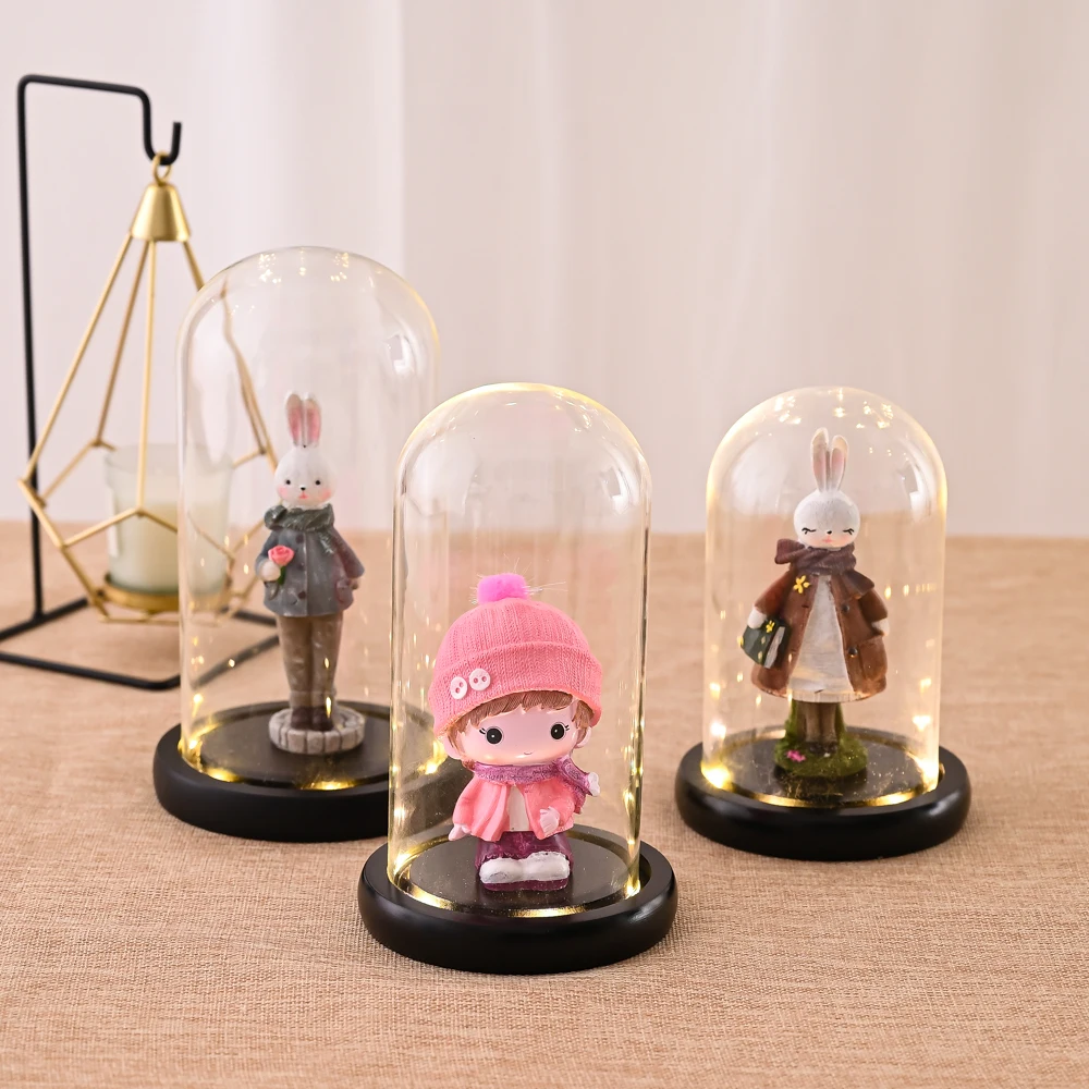 유기 유리 돔 투명 원형 아치형 상단 방진 전시 케이스 (피규어, 점토 모형, 수집품, 데스크탑 장)