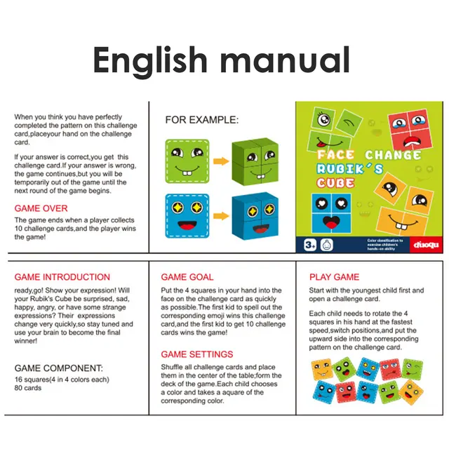 Kids Educational Game Montessori Toy Expression Puzzle Face Change Cube Wood Building Blocks Educational BoardFamily Party Toys 6