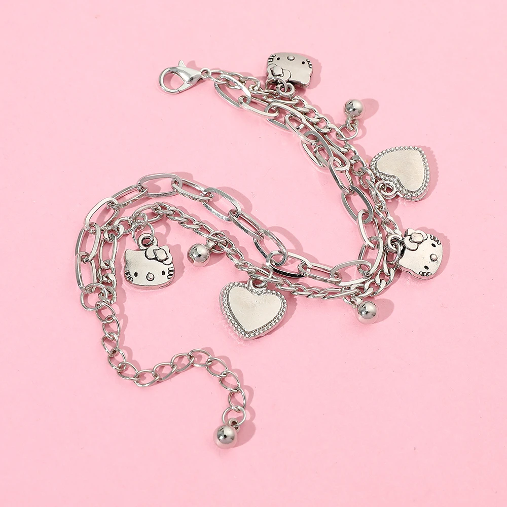 Akcesoria Sanrio Kawaii Hello Kitty bransoletka Charms metalowa kreskówka słodka biżuteria Y2k słodkie prezenty dla dziewczynek