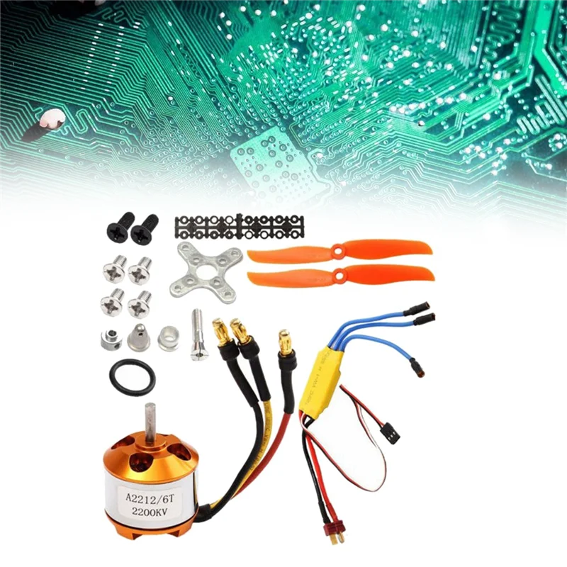 2212 2200KV 모터 + 30A ESC + 6035 프로펠러 + 프로펠러 보호기 RC 비행기 모터 교체 액세서리 용 전기 모터 키트