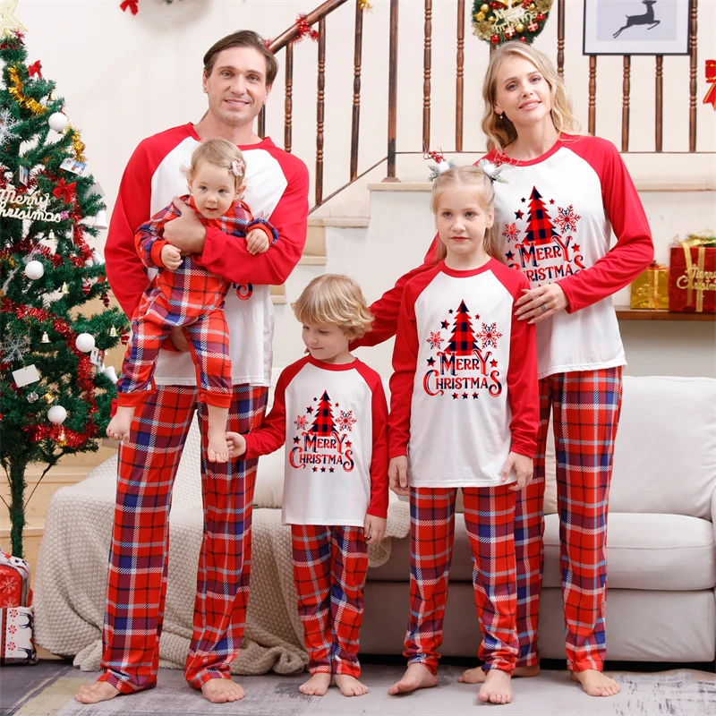 New Christmas Party Family Matching Pajamas Sets Plaid Parent-Child  Sleepwear Xmas Pjs Clothes Father Mother Kids & Baby Pyjamas - AliExpress