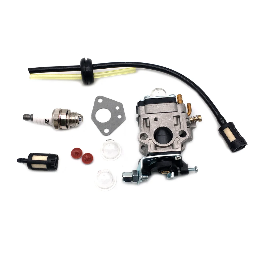Carburetor Kit 15mm For Brushcutter 43cc 49cc 52cc Chainsaw With Seal Hose Petrol Filter Spark Plug Replacement Parts