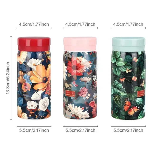Portable 304 Stainless Steel Insulated Cup Double Wall 200ml Water Bottle Printed Leak Proof Vacuum Handy Cup Outdoor Travel 6