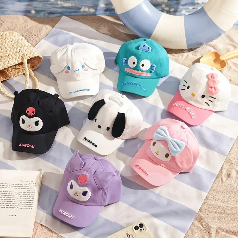 Sanrio Children's Baseball Caps Summer Sun Visor Kawaii Cartoon Cinnamoroll Trend New Sun Visor Parent-child Birthday Gift New 6